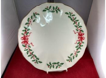 Vintage Lenox Holiday 11 Serving Platter Holly And Ribbons Good Overall Condition