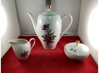 Vintage 3 Piece Winterling Schwarzenbach Tea Set Bavaria Germany Tea Pot Creamer Covered Sugar Good Condition