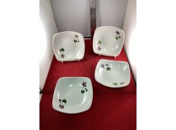 Set Of 4 Vintage Orchard Ware Hand Decorated Soup Bowls Made In California Good Overall Condition