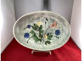 Vintage Salt Marsh Pottery S. Dartmouth, MA Wall Art Floral Scene Good Overall Condition