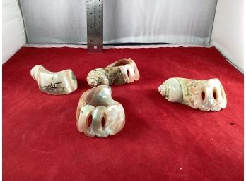 A Set Of 4 Very Unique Conch Shell Napkin Ring Holders Made In Germany Good Overall Condition