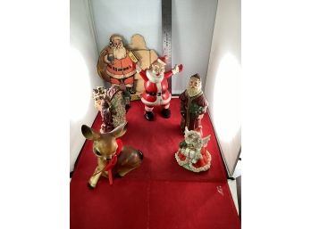 Vintage Santa Figuires And Christmas Figures From Lenox June C. McKenna Napco Blow Mold Cardboard Santa
