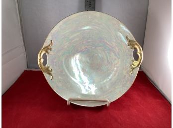 Vintage Three Crown China Iridescent Server Plate With Handles Signed E.H. Camp Made In Germany Good Condition