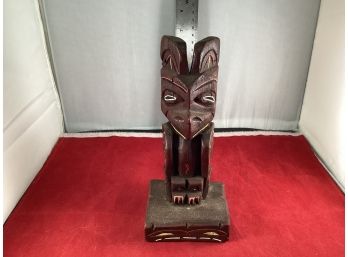 Vintage Hand Made Creed Totems Wood Totem Pole Made In Anchorage Alaska Good Overall Condition