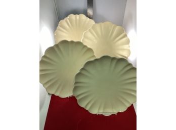 Set Of 4 Vintage Ceramiche Virginia Yellow Scalloped Plates Made In Italy Good Overall Condition