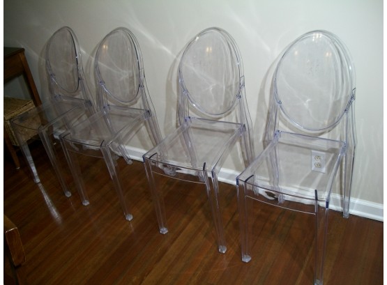 Four Stunning Lucite/Ghost Armless Chairs - WOW!