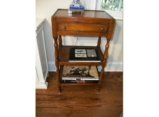 Beautiful One Drawer Leather Top Stand/End Table (paid $495)