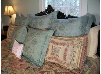 9 Larger Decorative Pillows (On Bed) - Various Sizes - All Quality