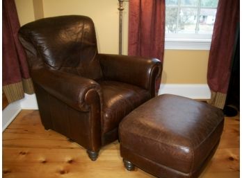 Incredible Leather Club Chair & Ottoman ($3,850 Retail)