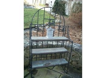 Very Good Looking Wrought Iron & Copper Plant Stand / Bakers Rack