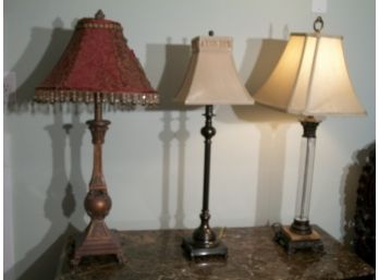 Three  Great Looking (3) Decorative Table Lamps - Nice Quality