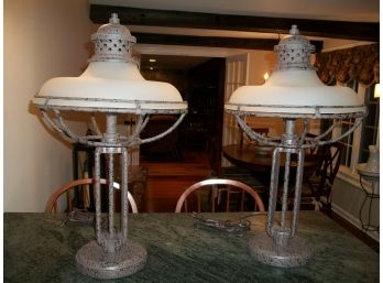 Great Looking Pair 'Industrial' Lamps  Great Patina ($790 Retail)