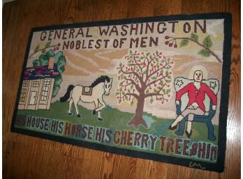 CLAIRE MURRAY Hand Hooked 'Rag Rug' General Washington 'Noblest Of Men'