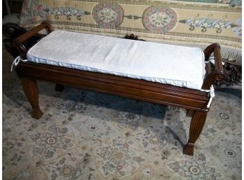 Decorative Long Low Mahogany Bench W/Pillow - Very Handsome