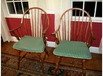 Fantastic Pair Of 'Continuous Arm' Windsor D.R. Dimes Arm Chairs ($1,600 Retail)