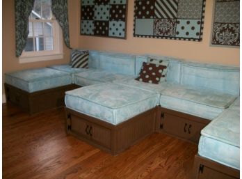 Pottery Barn/PB TEEN Eight Piece 'Cushy Lounge' Sectional Sofa With Storage $(2,900 Retail)