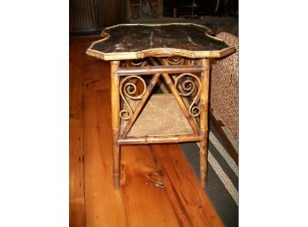 Antique Victorian Bamboo Table With Asian Motif Top C. 1890 (paid $775)