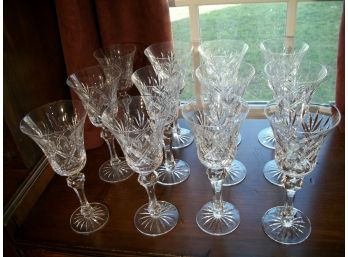 Lot Of 12 Waterford ARAGLIN Pattern Wine / Water Glasses - No Damage
