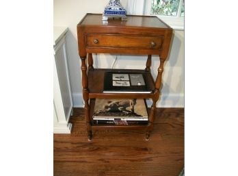 Beautiful One Drawer Leather Top Stand/End Table (paid $495)