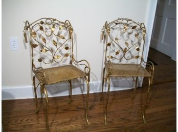Stunning Italian Gilt Metal Chairs From Lillian August (Paid Over $1,000 - See Price Tag)