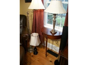 Lot Of 3 Quality Lamps Including Both Table & Floor Lamps  W/Shades