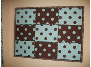 Lot Of Three Fabric Framed Decorative Wall Hangings + Six Pillows  (Matches PB Teen Sofa)