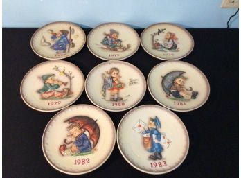 Eight Goebel  Annual Hummel Plates In Bas Relief