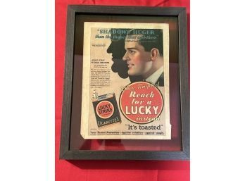 Straight From Mad Men! Lucky Strike Authentic Mid Century Bar Advertisement In Floating Frame 11' X 14'