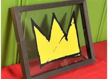 Basquiat Crown Cut Out In Floating Glass Frame 11' X 14'