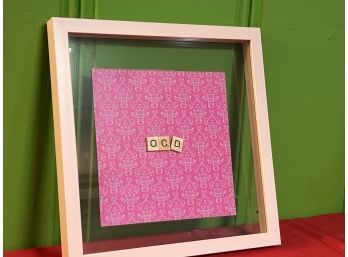 Original Scrabble Art- 'OCD' In 11'x 11' Rose Shadow Box Frame