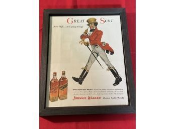 Johnny Walker Authentic Mid Century Bar Advertisement In Frame 11' X 14'