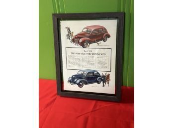 Authentic 1939 Ford Car Advertisement In Floating Frame 11' X 14'
