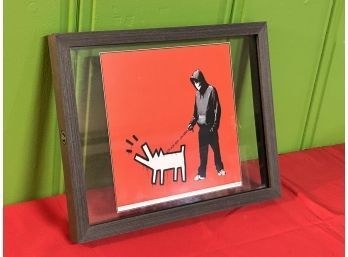 Banksy X Haring Reproduction In Floating Glass Frame 11' X 14'