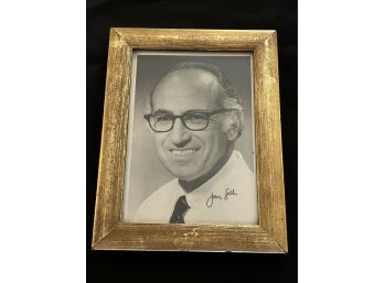 Signed Jonas Salk Autograph 5' X 7' In Antique Frame