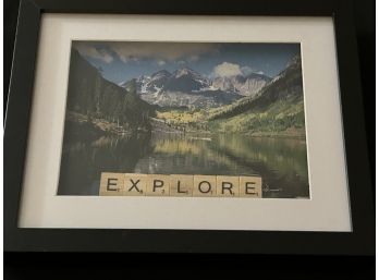 Original Scrabble Art- 'Explore' In 8' X 10' Shadow Box