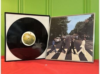 Unique Record Album Art- 2 12' X 12' Frames With 1 Cover & Record- Beatles, Abbey Road