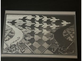 M.C. Escher Reproduction Print In Glass Black Format Frame 11' X 17'