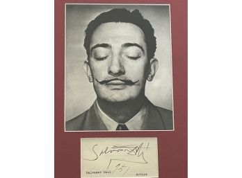 Incredible Salvador Dali  Authentic Autograph 1951 Matted To 11 X 14 Frame With Photo