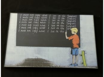 Banksy Simpsons Reproduction In Glass Format Frame 11' X 17'