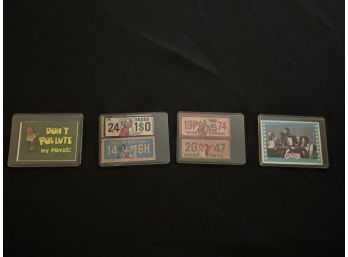 1976 Disney Character License Plate Stickers (4), Kellogg's Environmental Stickers (2) & Grease