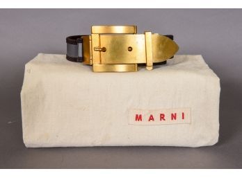 MARNI Leather Belt With Brass Buckle - Made In Italy