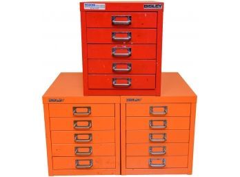 Set Of Three Bisley Five Drawer Steel File Cabinets