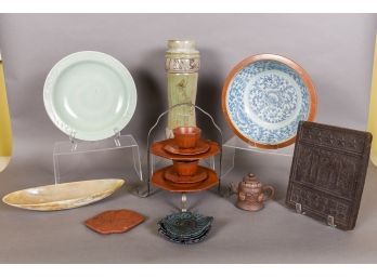 Chinese Celadon Plate, Tea Brick, Plates, Bowl And More