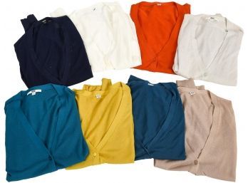 Collection Of Eight UNIQLO Cardigan Sweaters