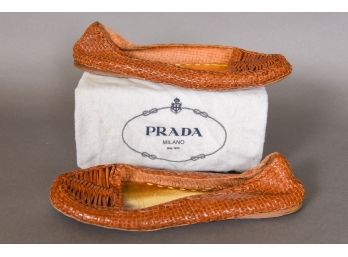 PRADA Leather Woven Flats - Made In Italy (Size 9)