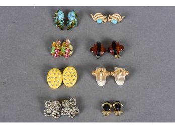 Eight Pairs Of Vintage Clip On Earrings