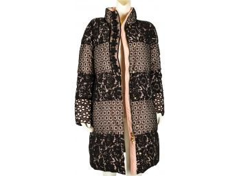 BOUTIQUE MOSCHINO Lace Overlay Puffer Coat (Size 12) RETAIL $1,940