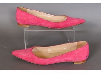MANOLO BLAHNIK Pink Suede Flats (Size 40)