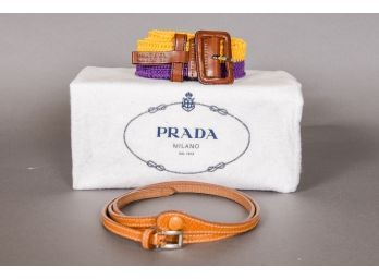 Pair Of PRADA Belts - Made In Italy (Size 34)