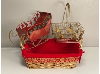 Festive Red & Gold Holiday Display Items